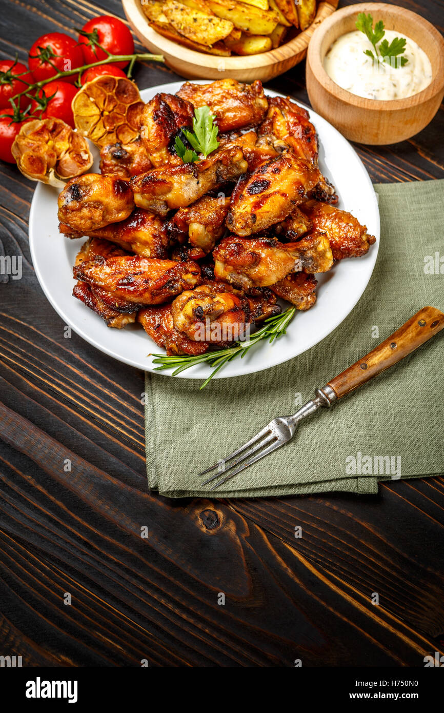 roasted chicken wings with herbs Stock Photo Alamy