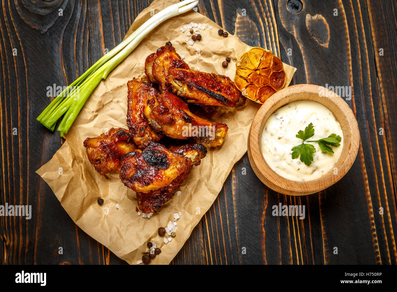 roasted chicken wings with herbs Stock Photo Alamy