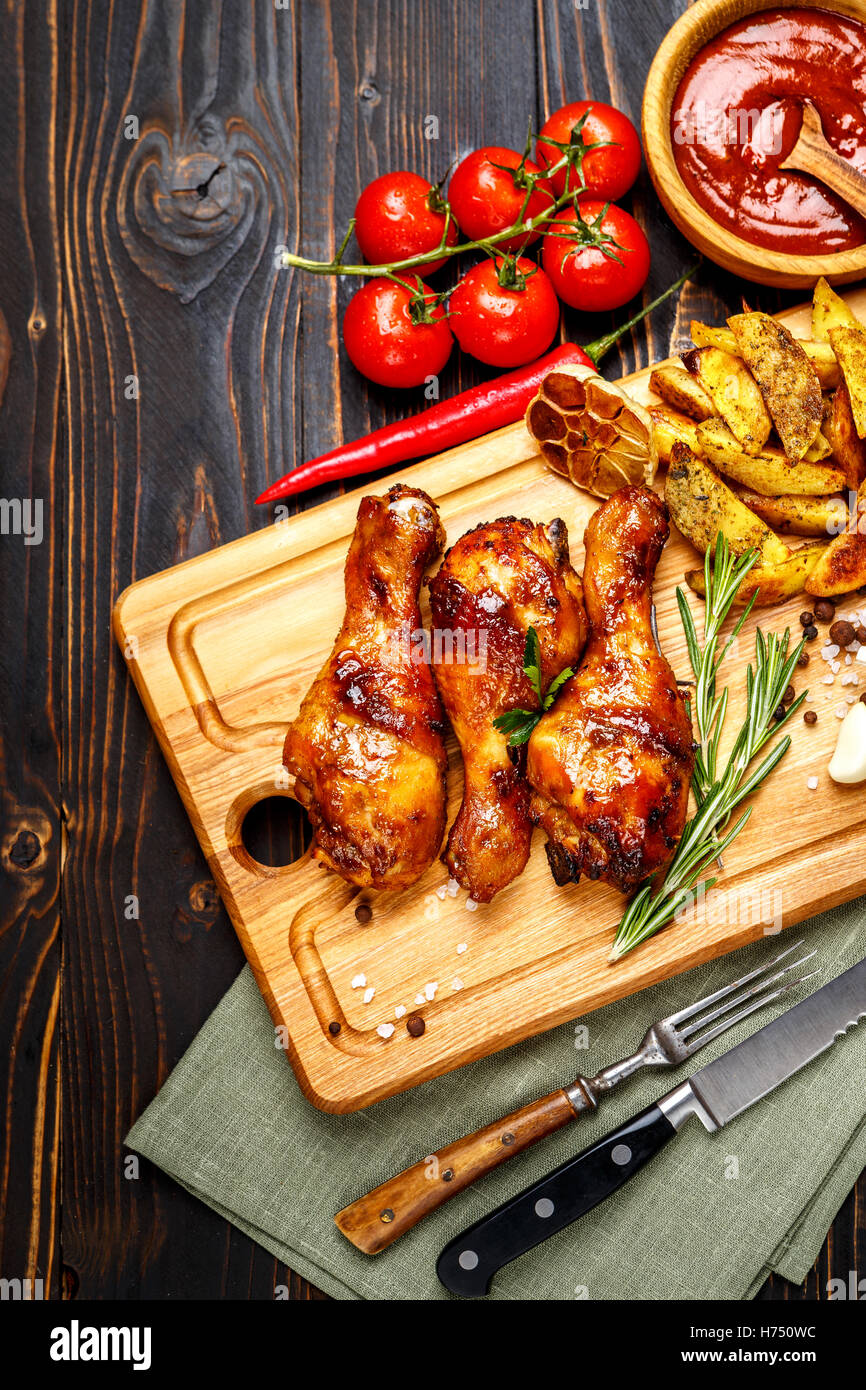 roasted chicken legs with herbs Stock Photo Alamy