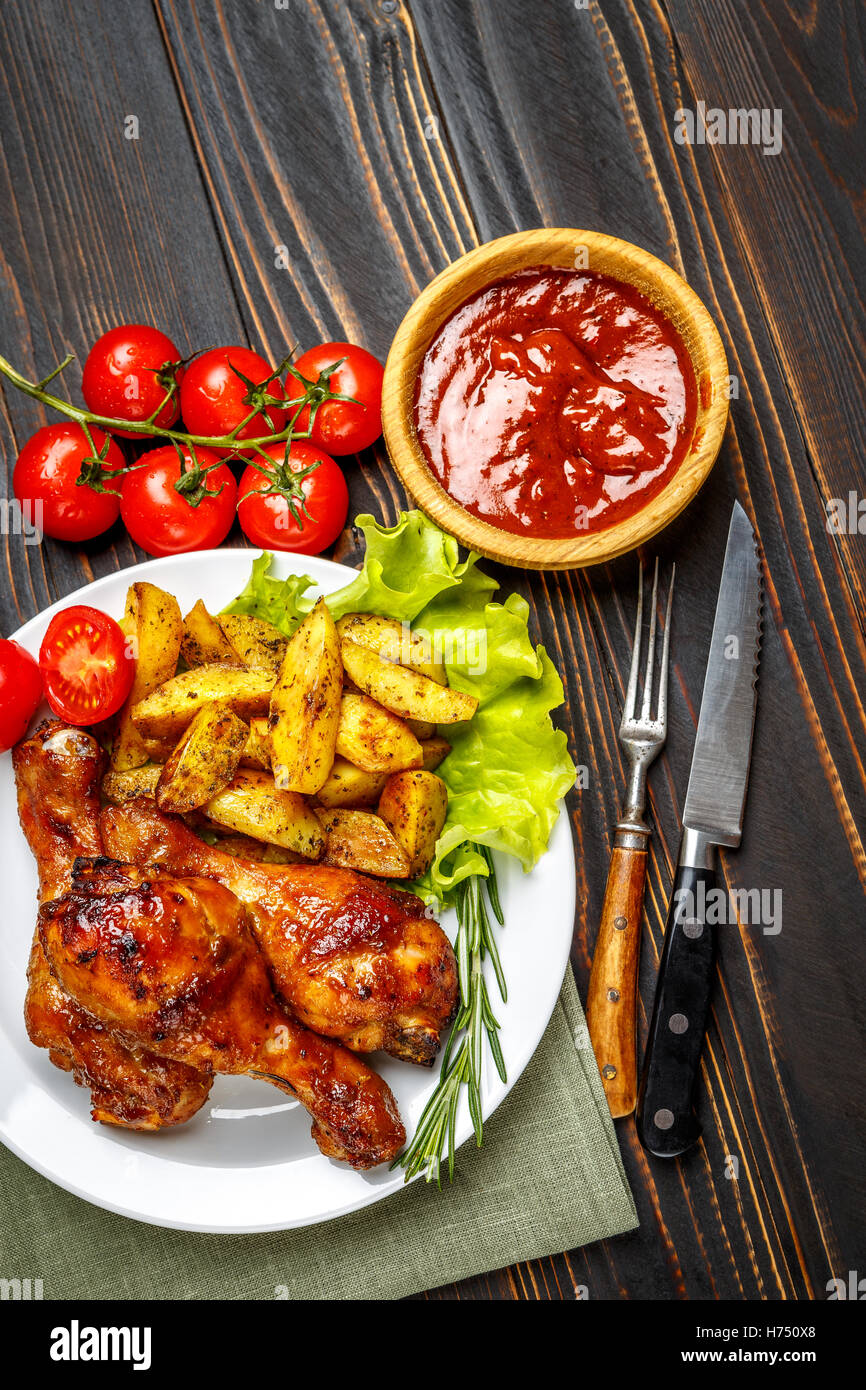 roasted chicken legs with herbs Stock Photo Alamy