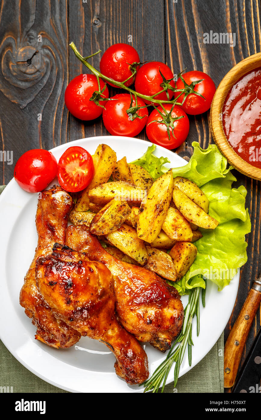 roasted chicken legs with herbs Stock Photo Alamy