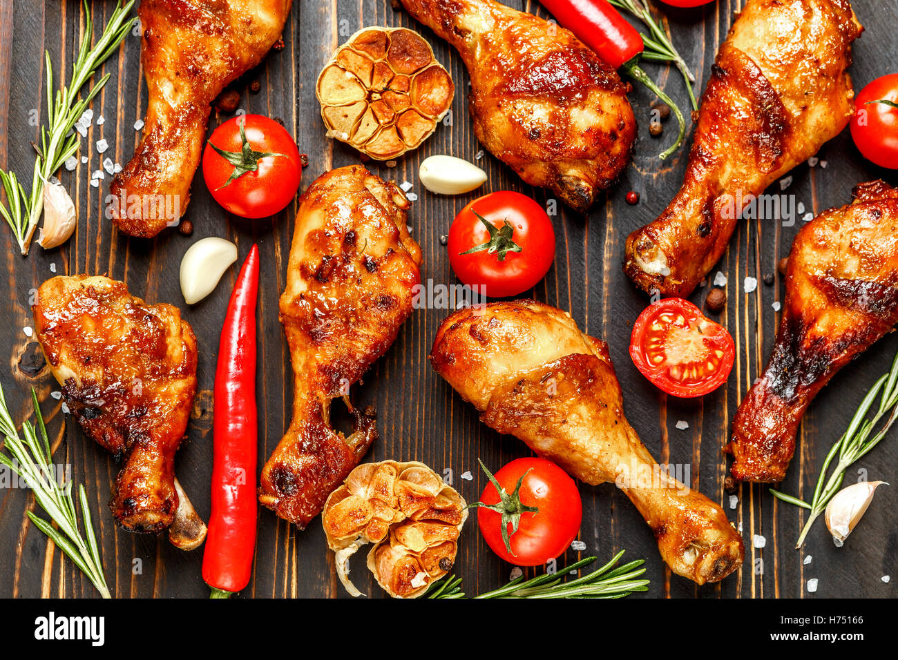 roasted chicken legs with herbs Stock Photo Alamy