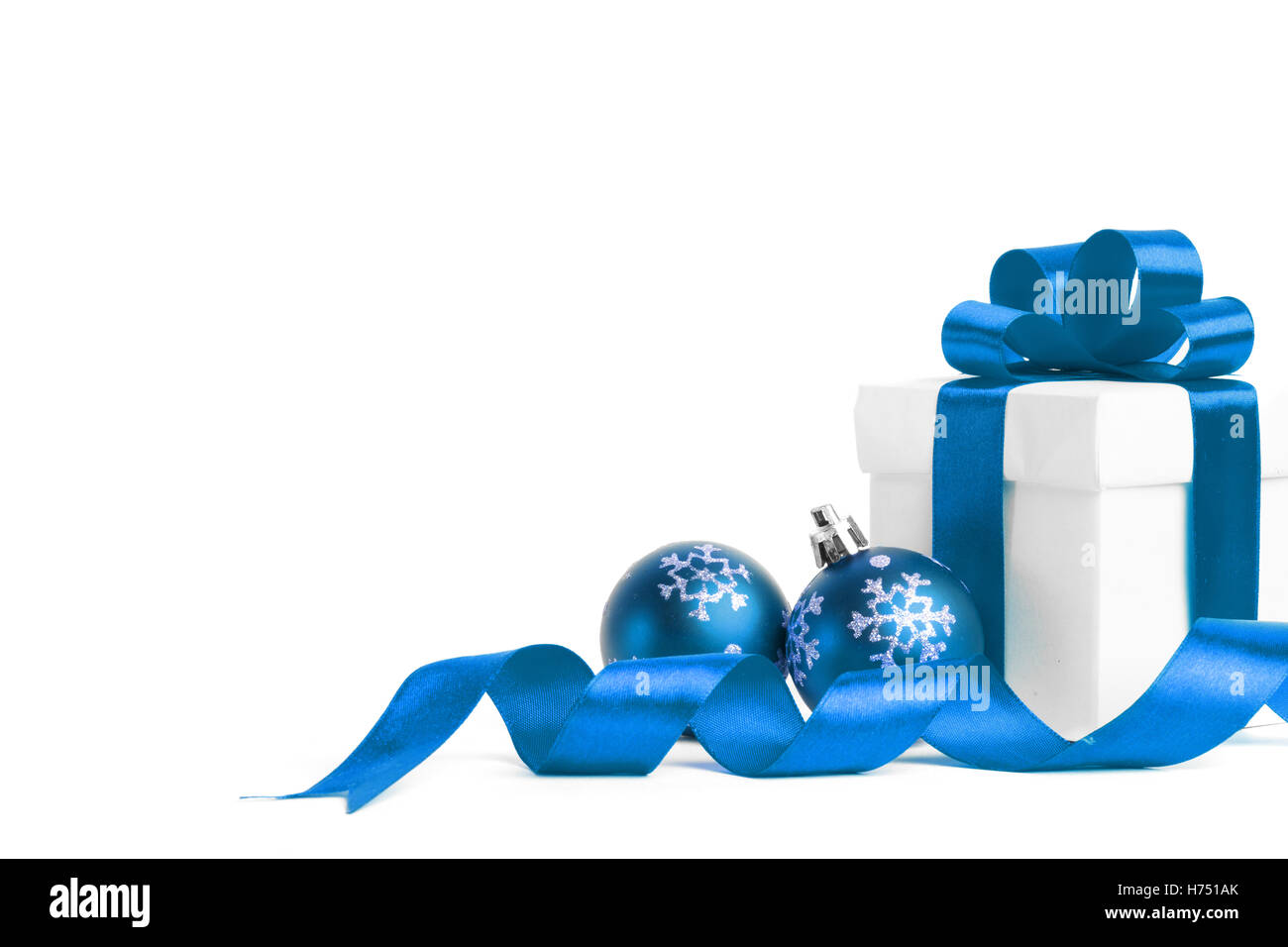 christmas gift with red balls bow isolated on white background Stock ...