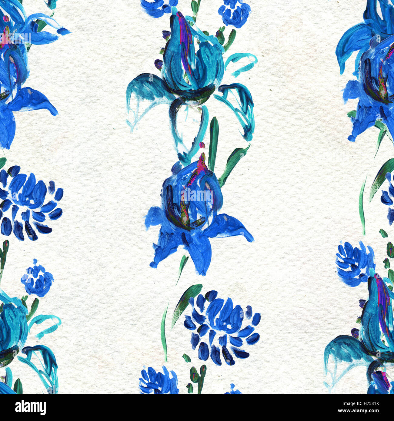 Seamless pattern with blue flowers Stock Photo - Alamy