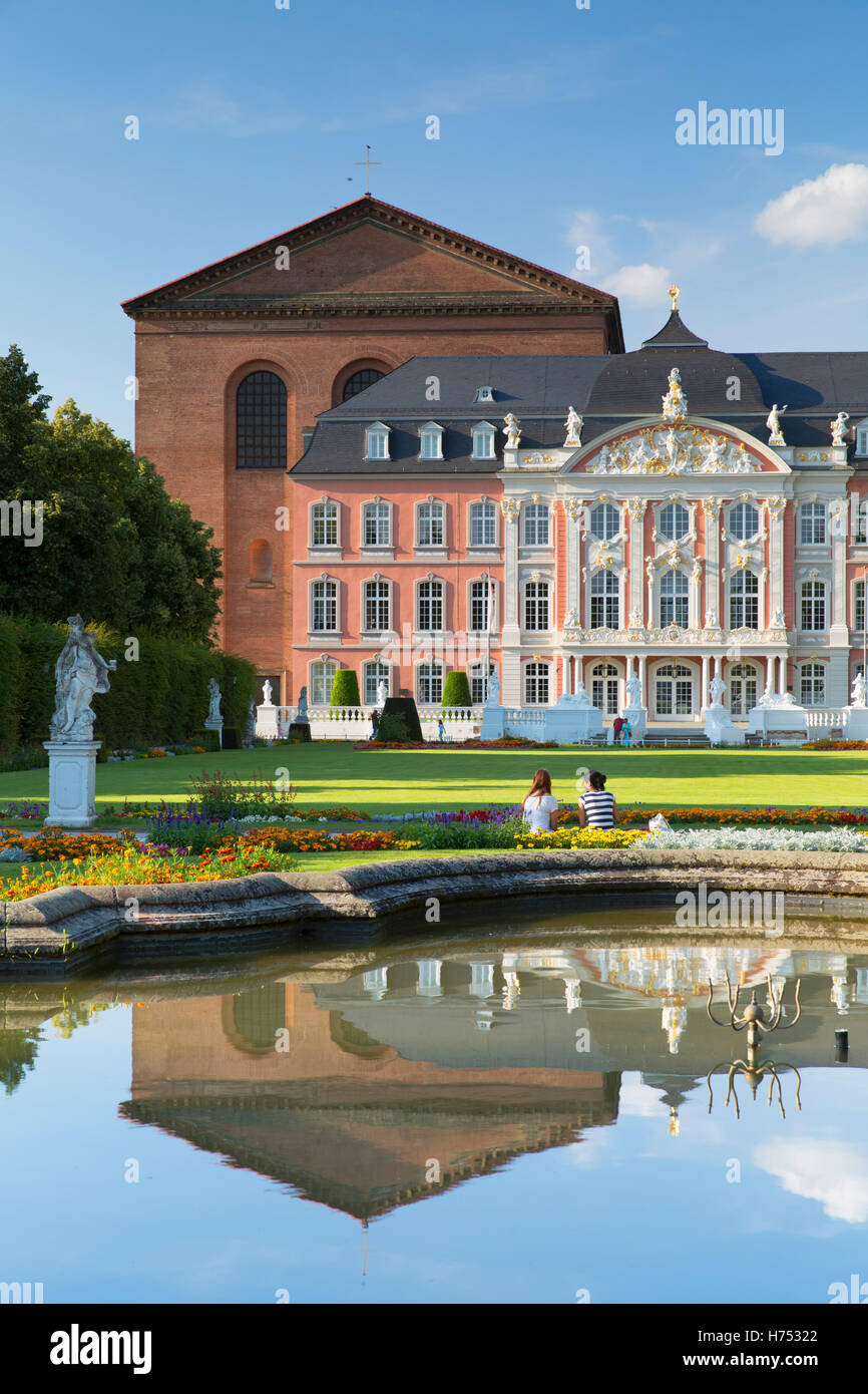 Basilica of Constantine and Rococo Palace, Trier, Rhineland-Palatinate, Germany Stock Photo