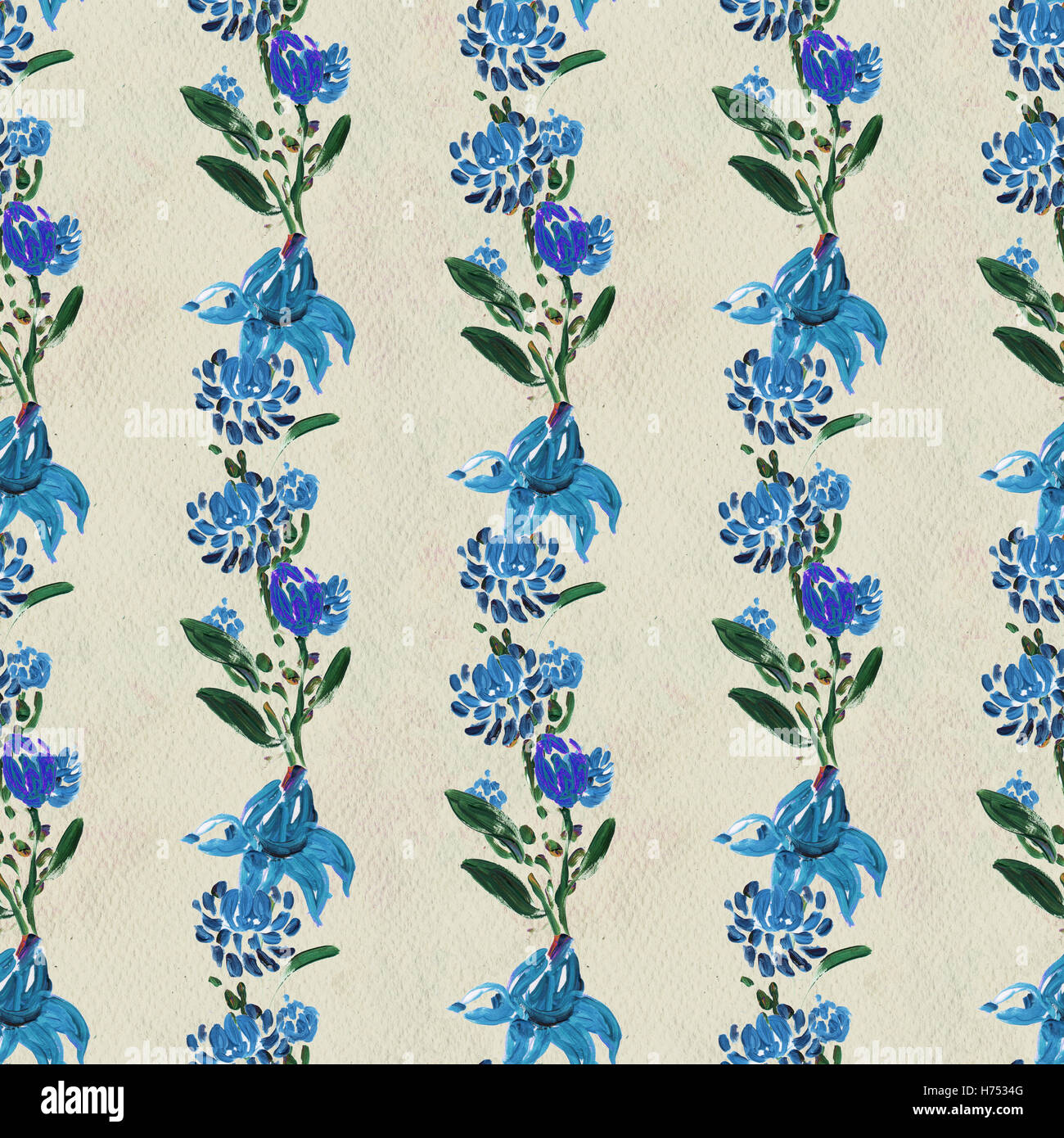 Seamless pattern with blue flowers Stock Photo - Alamy