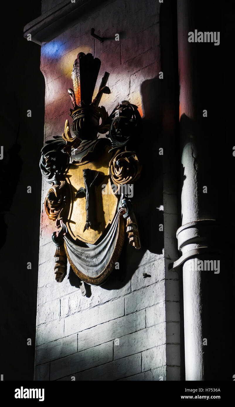 Ancient coat of arms on the cathedral tower Stock Photo Alamy
