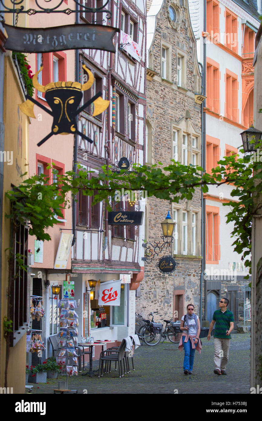 Street scene, Bernkastel-Kues, Rhineland-Palatinate, Germany Stock Photo