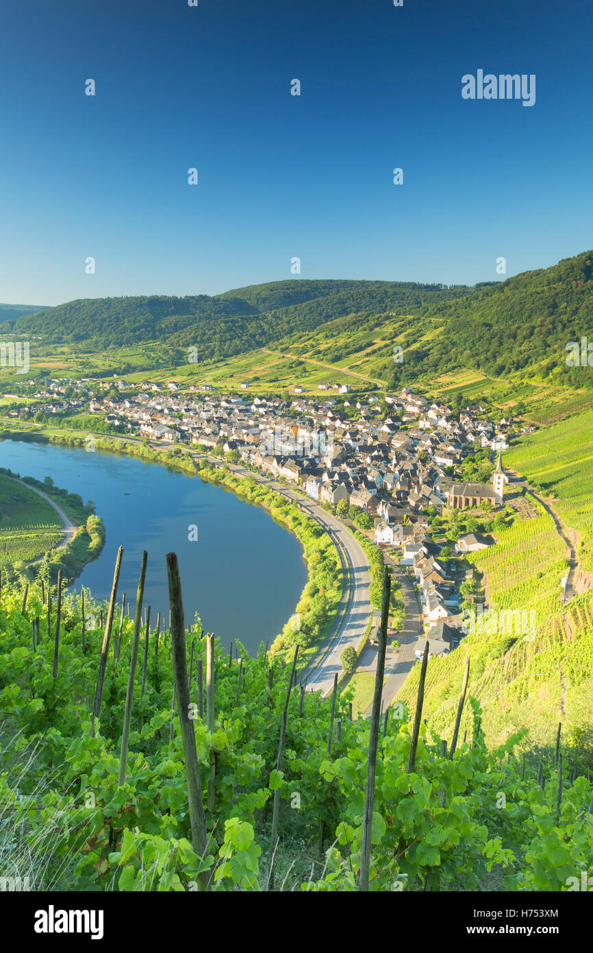 View of River Moselle, Bremm, Rhineland-Palatinate, Germany Stock Photo