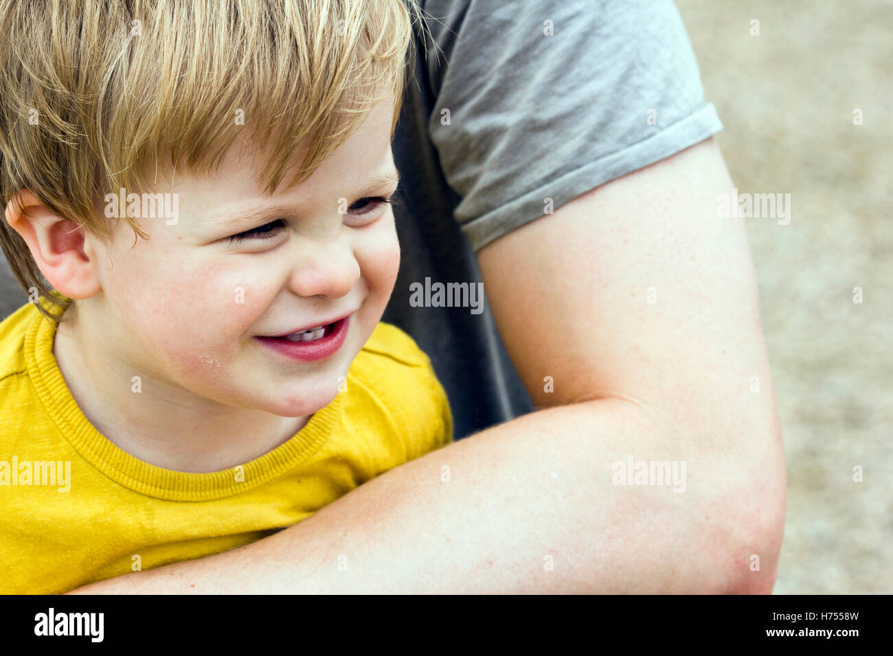 Father holding his son Stock Photo