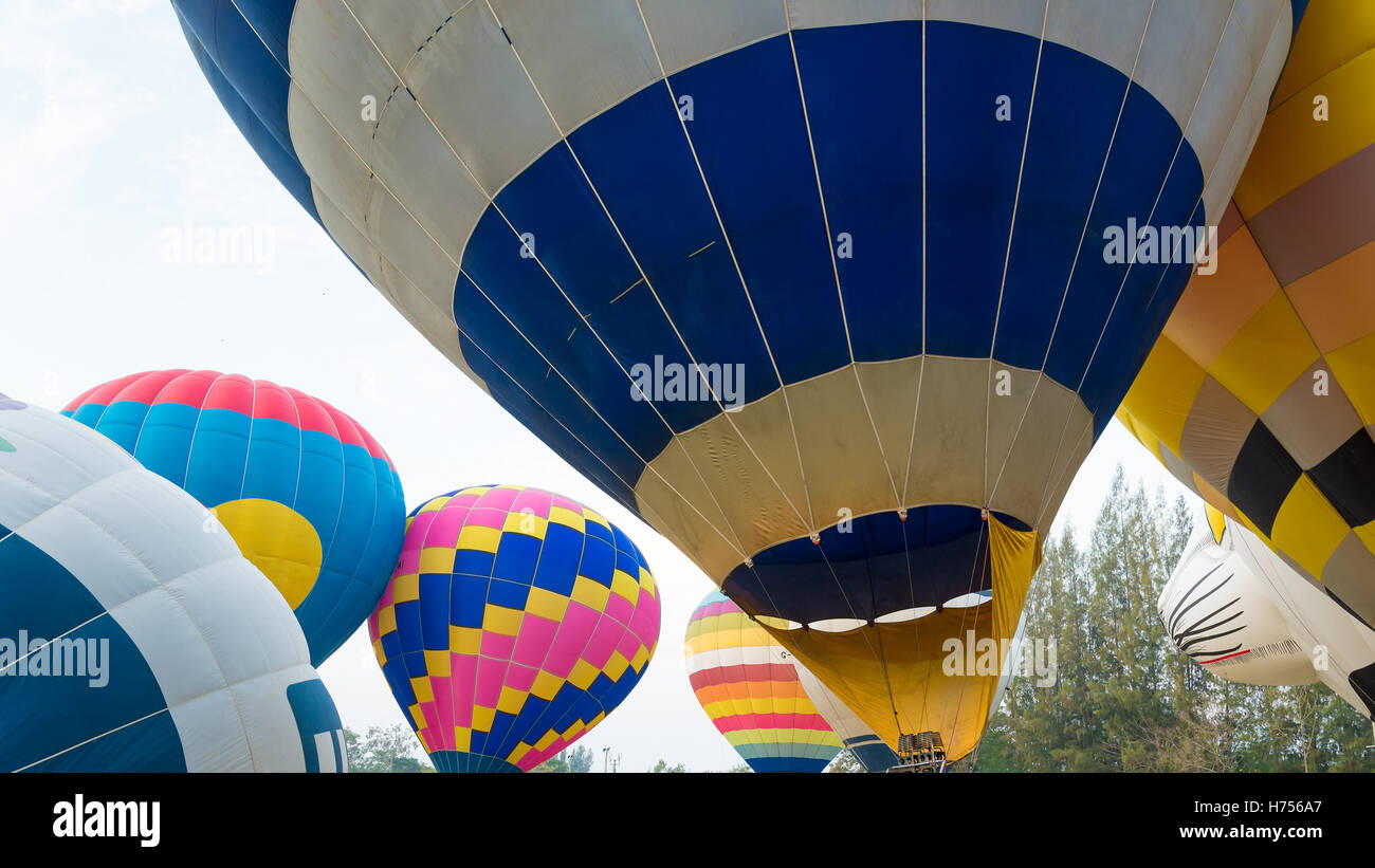 Hot air balloon in blue sky Stock Photo - Alamy
