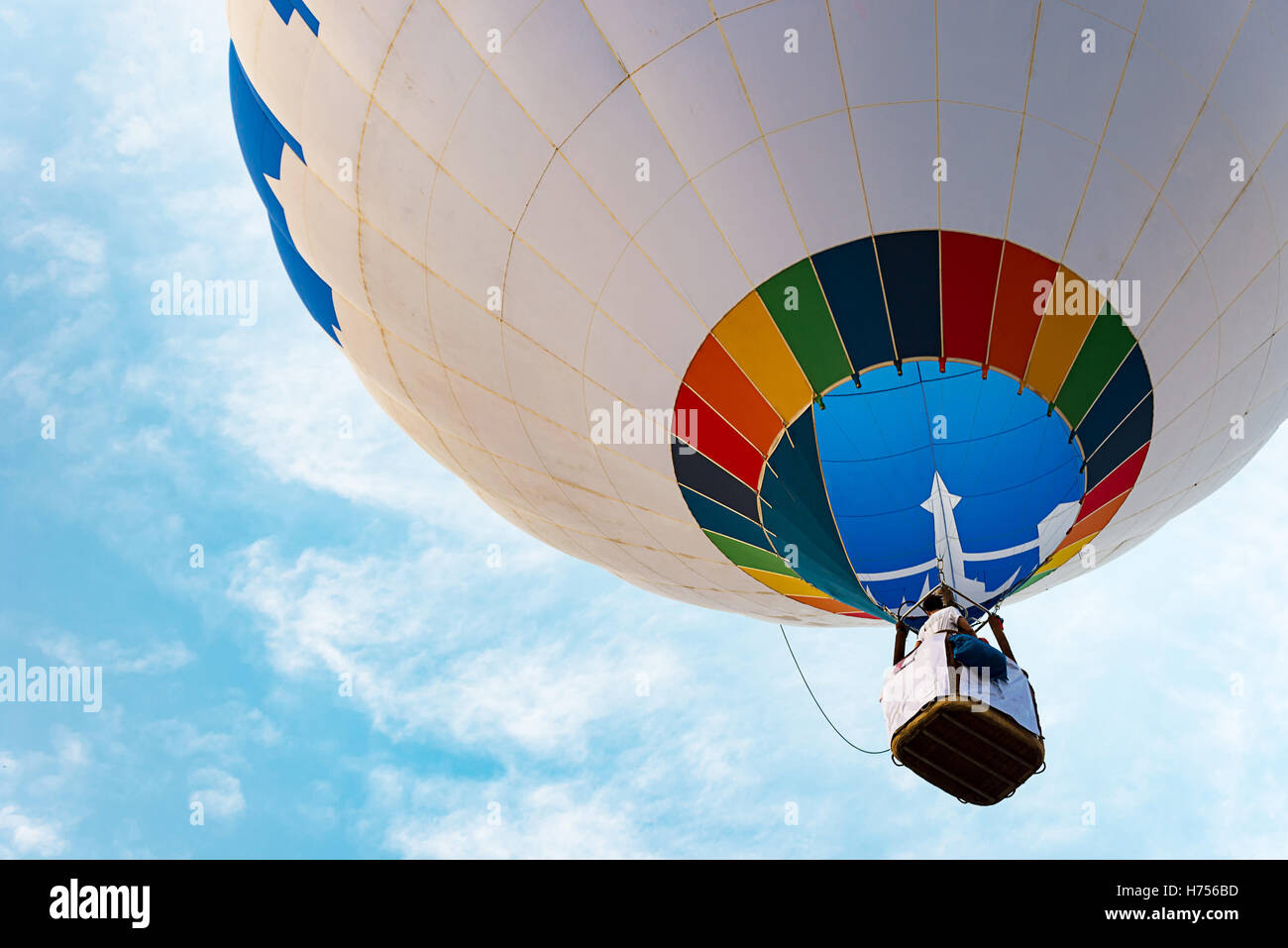 Hot air balloon in blue sky Stock Photo - Alamy