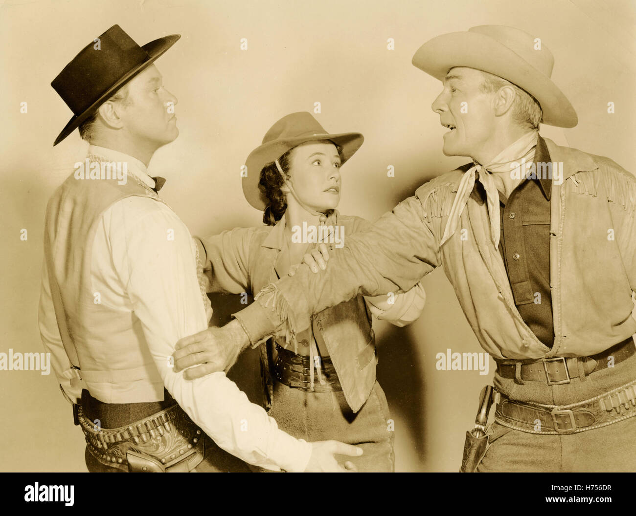 Randolph Scott and David Brian American actors in Fort Worth Film, USA 1951 Stock Photo