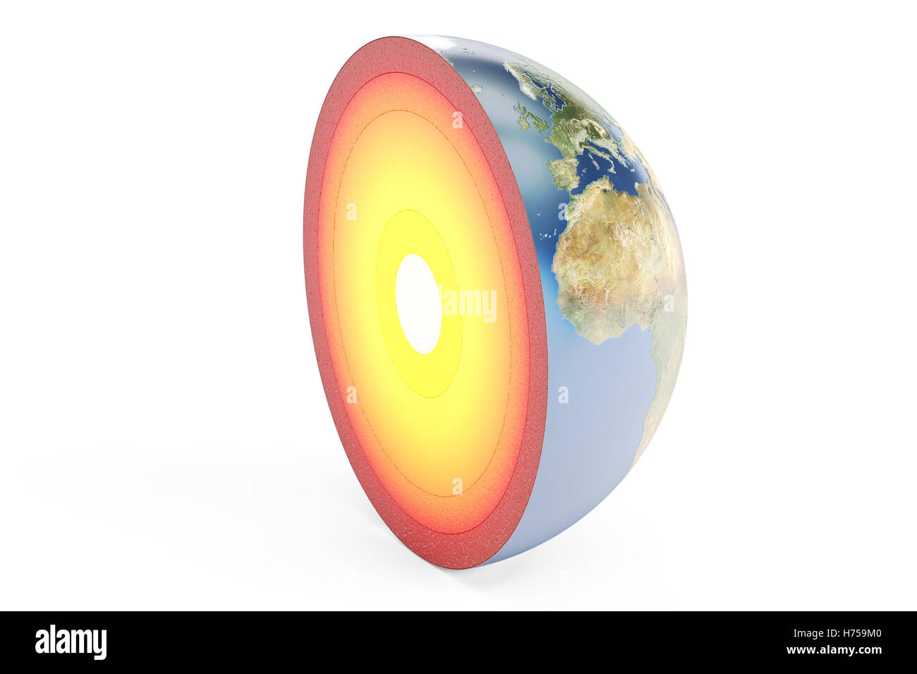 structure of earth planet, 3D rendering isolated on white background Stock Photo