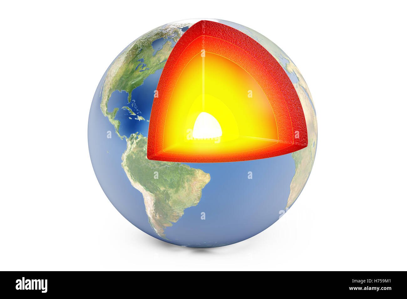structure of earth planet concept, 3D rendering isolated on white background Stock Photo