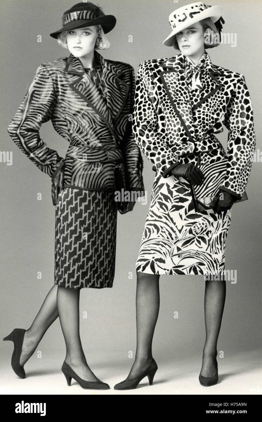 Two models wearing dresses by Jean-Louis Scherrer, Paris, France 1983 Stock  Photo - Alamy
