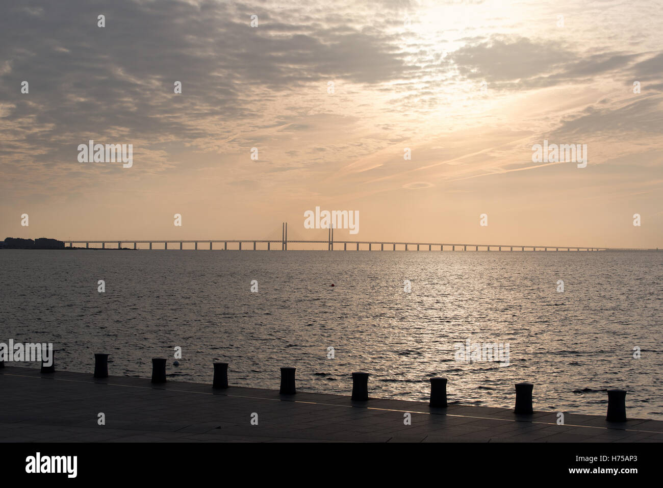 The Oresund Bridge between Denmark and Sweden,view from Malmo,Europe Stock Photo