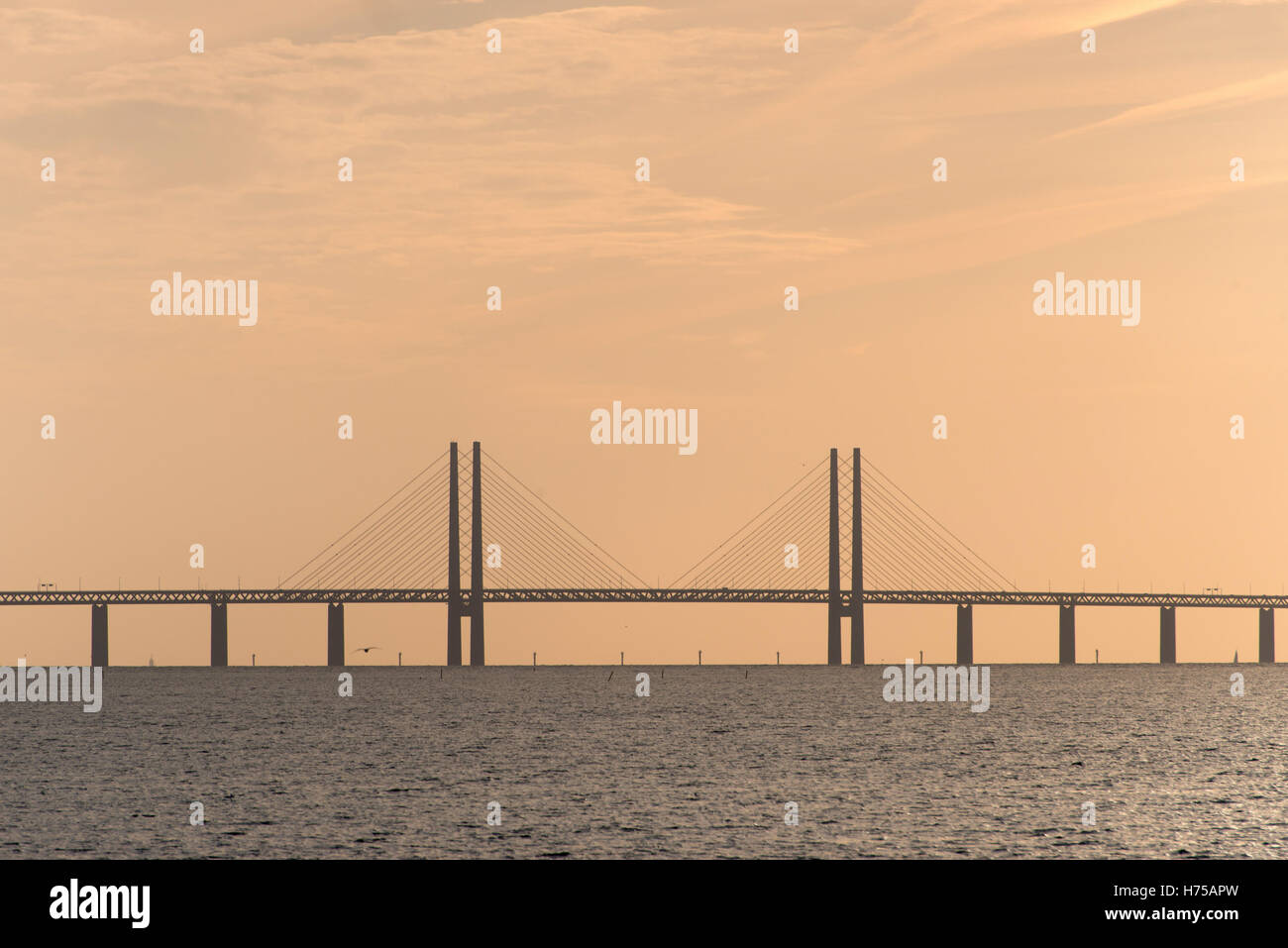 The Oresund Bridge between Denmark and Sweden,view from Malmo,Europe Stock Photo