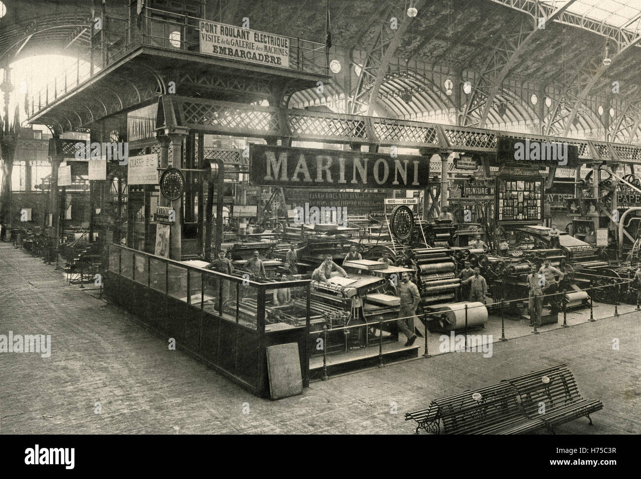 Exposition Marinoni: Machine to print the newspaper, Illustration for l'Exposition Universelle 1889 Stock Photo