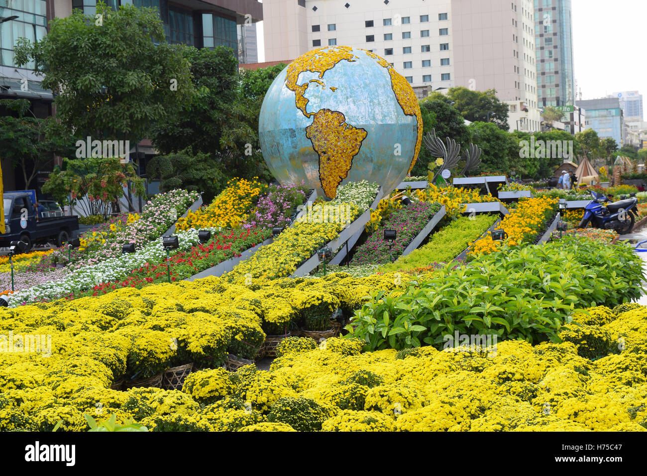 flower festival for Lunar new year decoration in Vietnam with many kind