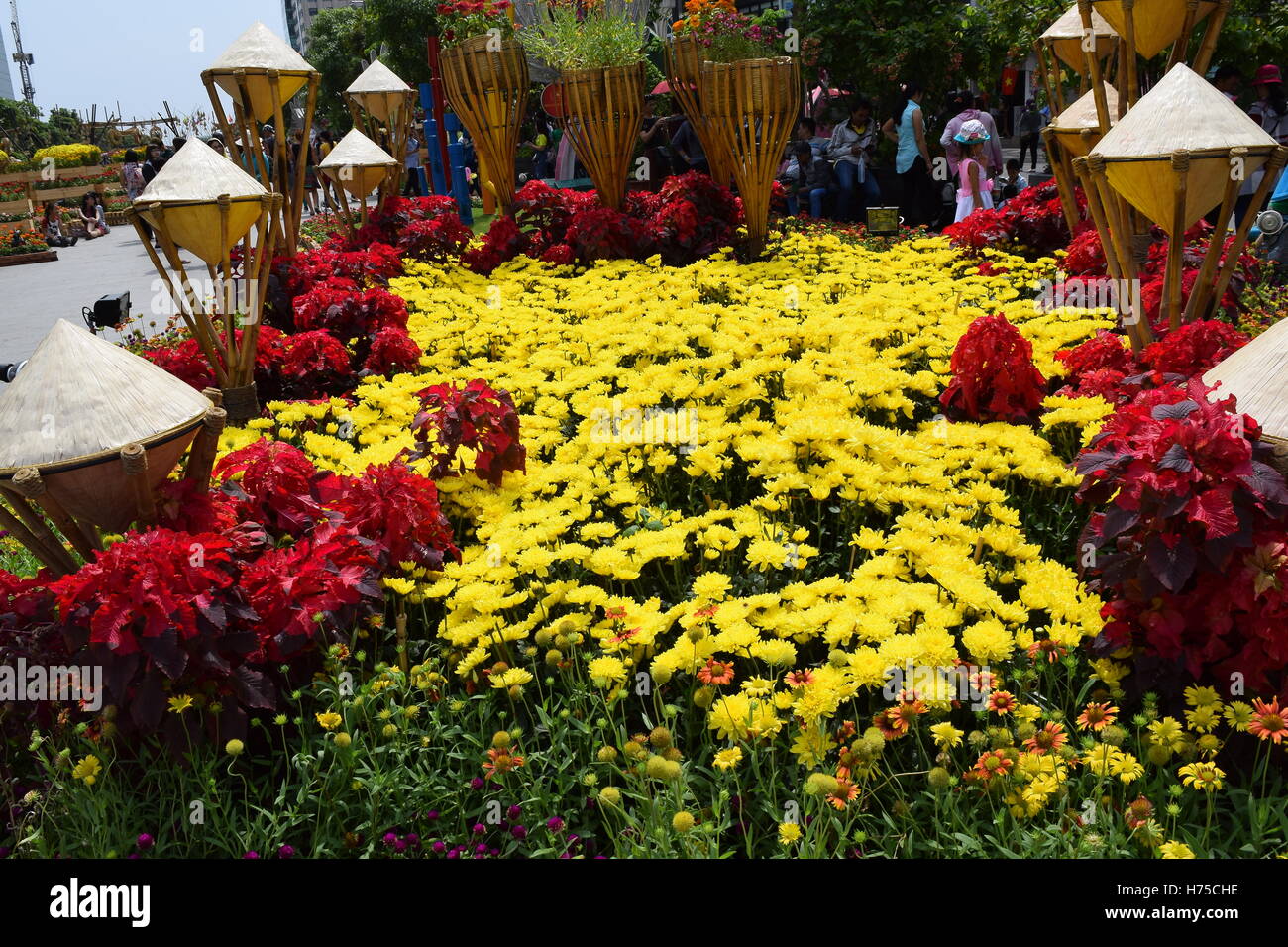 flower festival for Lunar new year decoration in Vietnam with many kind
