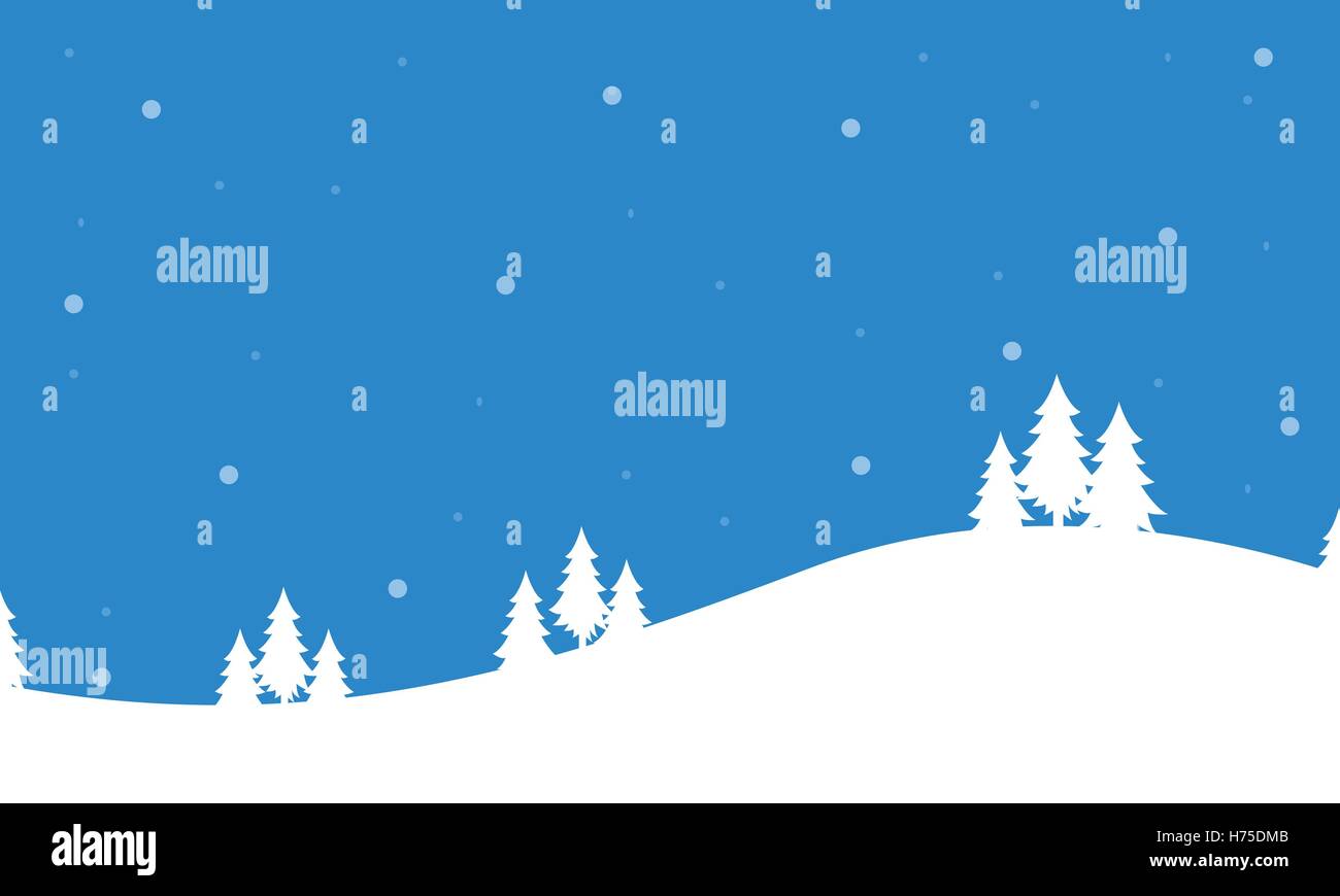 Merry Christmas landscape of silhouettes vector flat Stock Vector Image ...