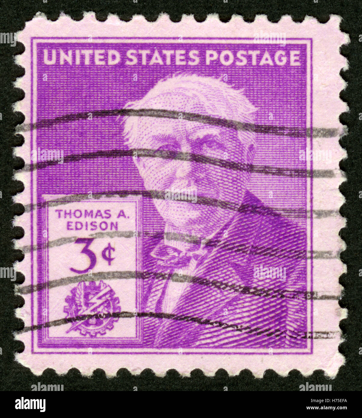 US circa 1940 postage stamp Thomas Alva Edison American inventor