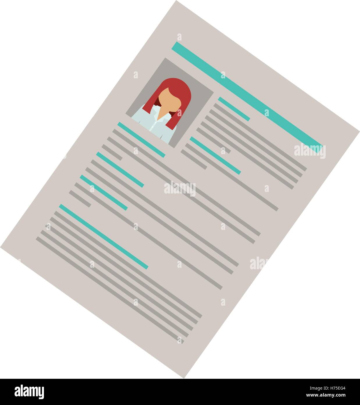 right side document with woman curriculum vitae vector illustration ...