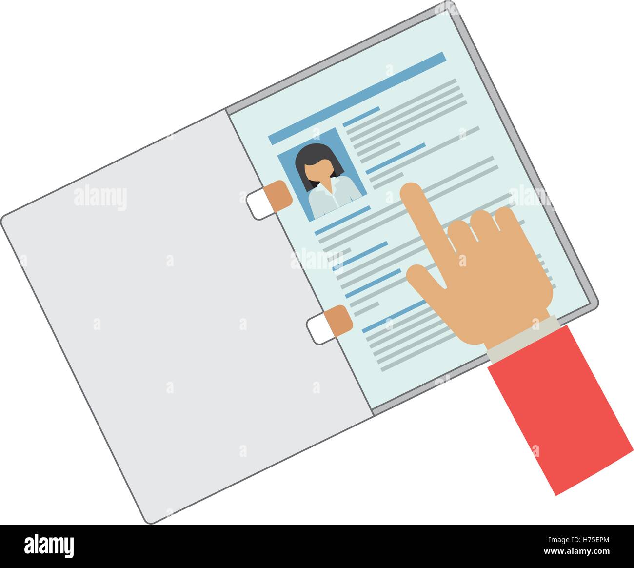 hand pointing a curriculum vitae vector illustration Stock Vector Image ...