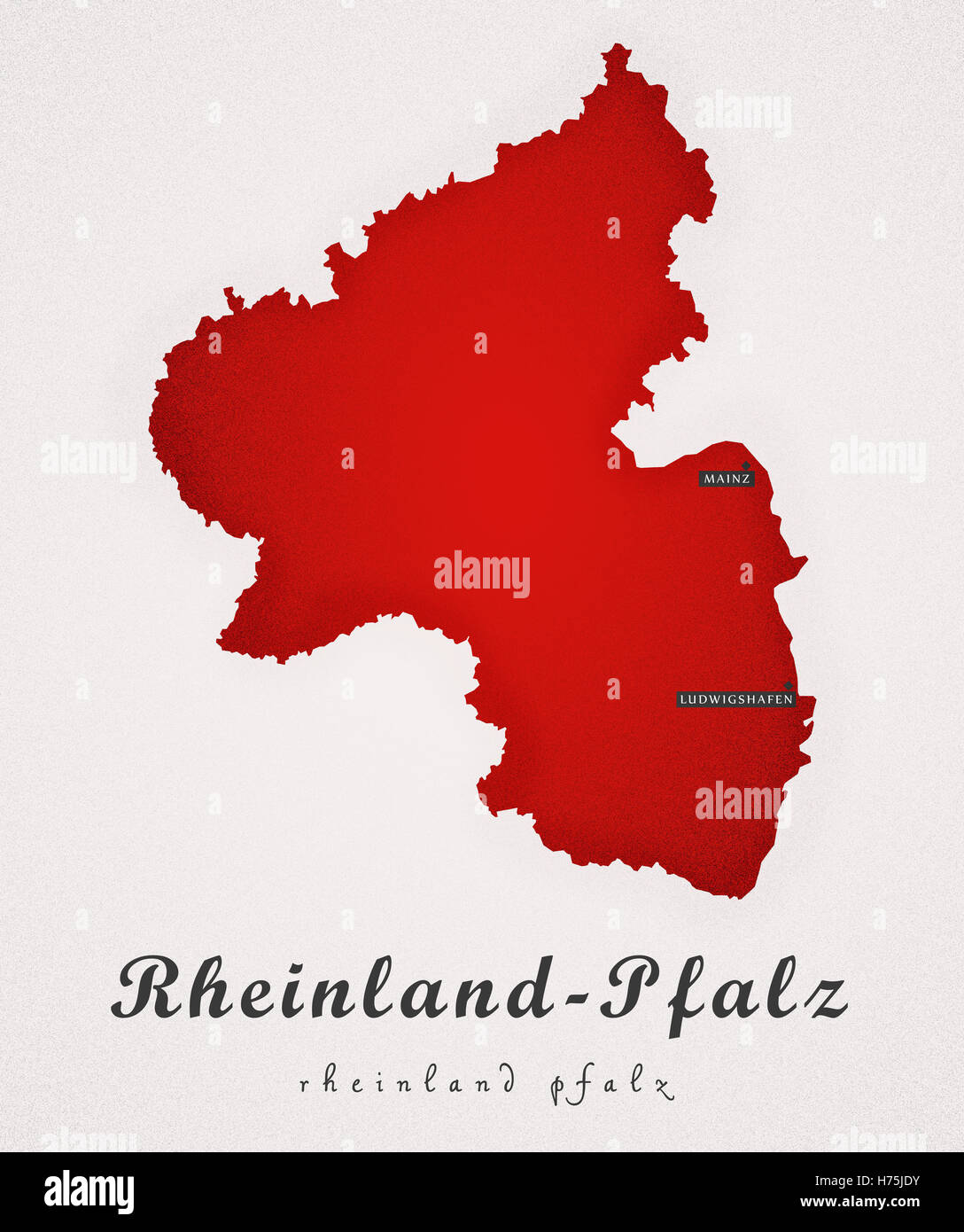 Rheinland Pfalz Germany DE Art Map Stock Photo