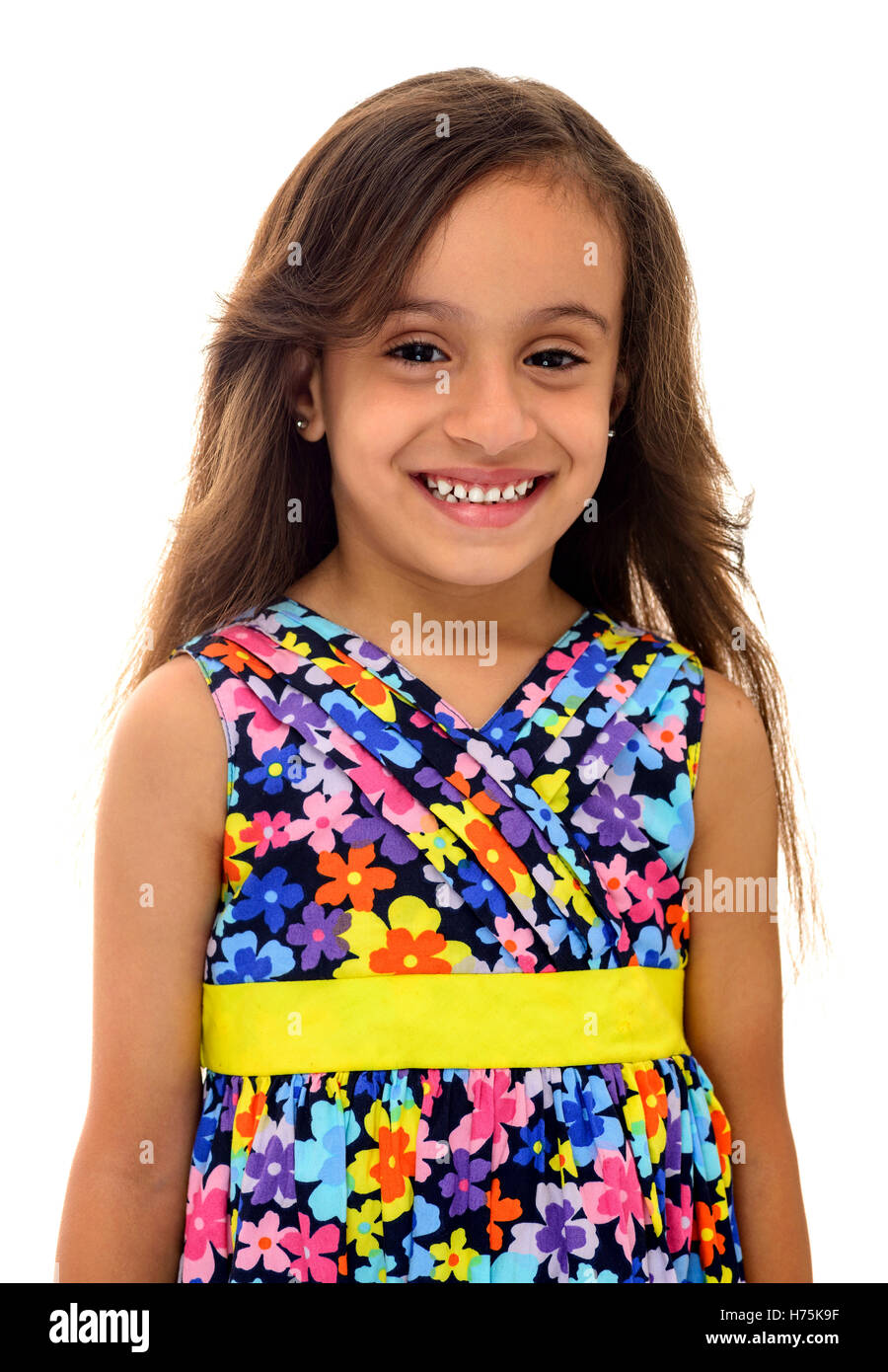 Portrait of Young Smiling Girl Isolated on White Background Stock Photo ...