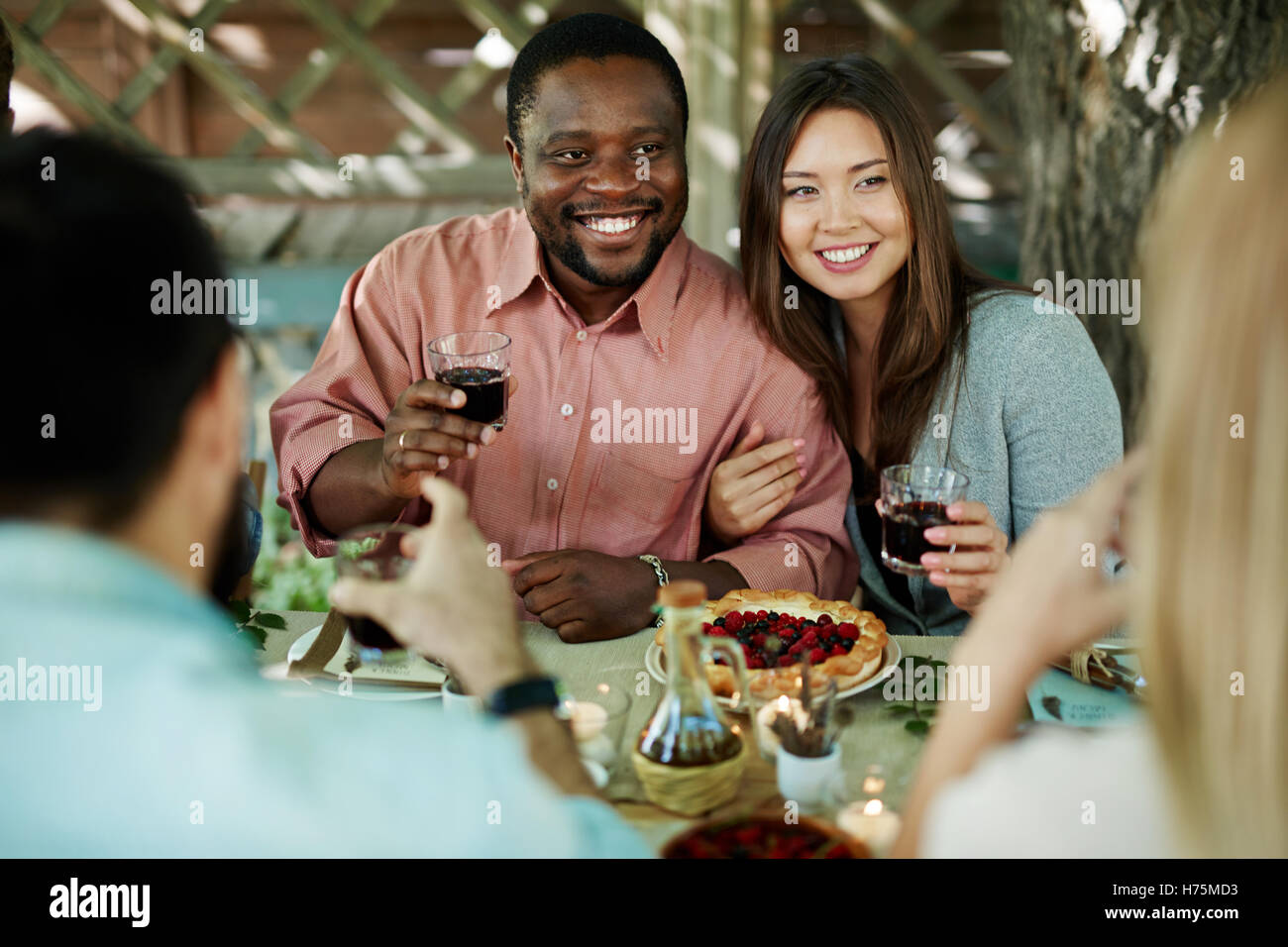 Couple with wine Stock Photo