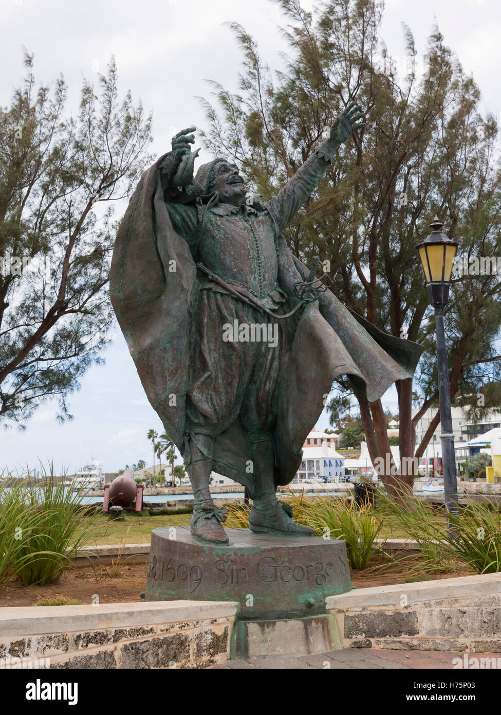 Statue of Sir George Somers, founder of Bermuda, St George, Bermuda Stock Photo