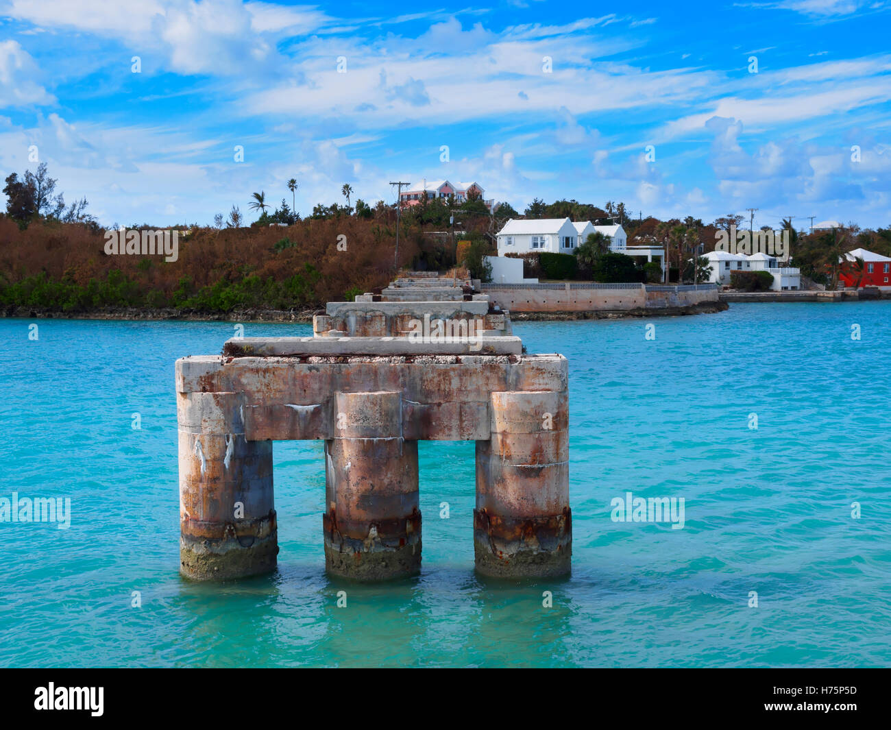 Derelict swing bridge, St George's Island, Bermuda Stock Photo