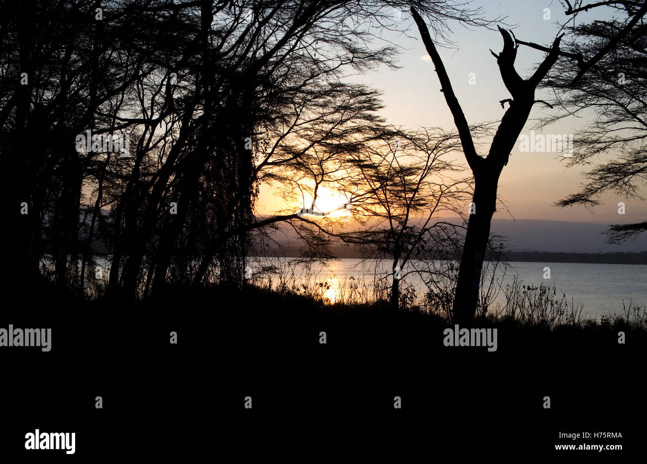 Sunset over Lake Naivasha from Elsamere Kenya Stock Photo