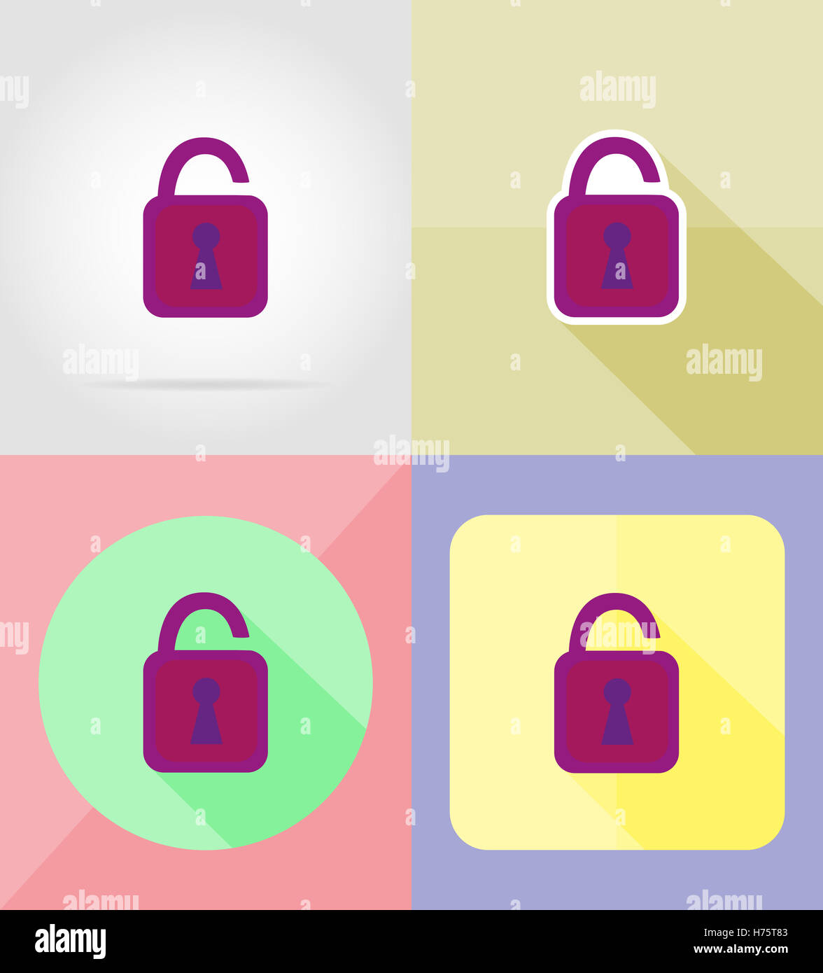 lock for design flat icons illustration isolated on background Stock ...