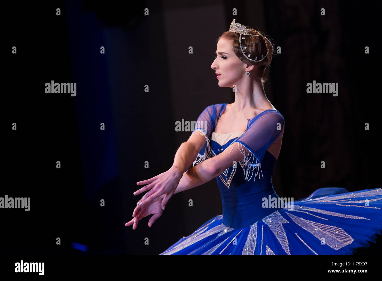 Varvara Serova ballerina performing on stage of the All-Russian competition of ballet dancers and choreographers in Moscow, Russia Stock Photo