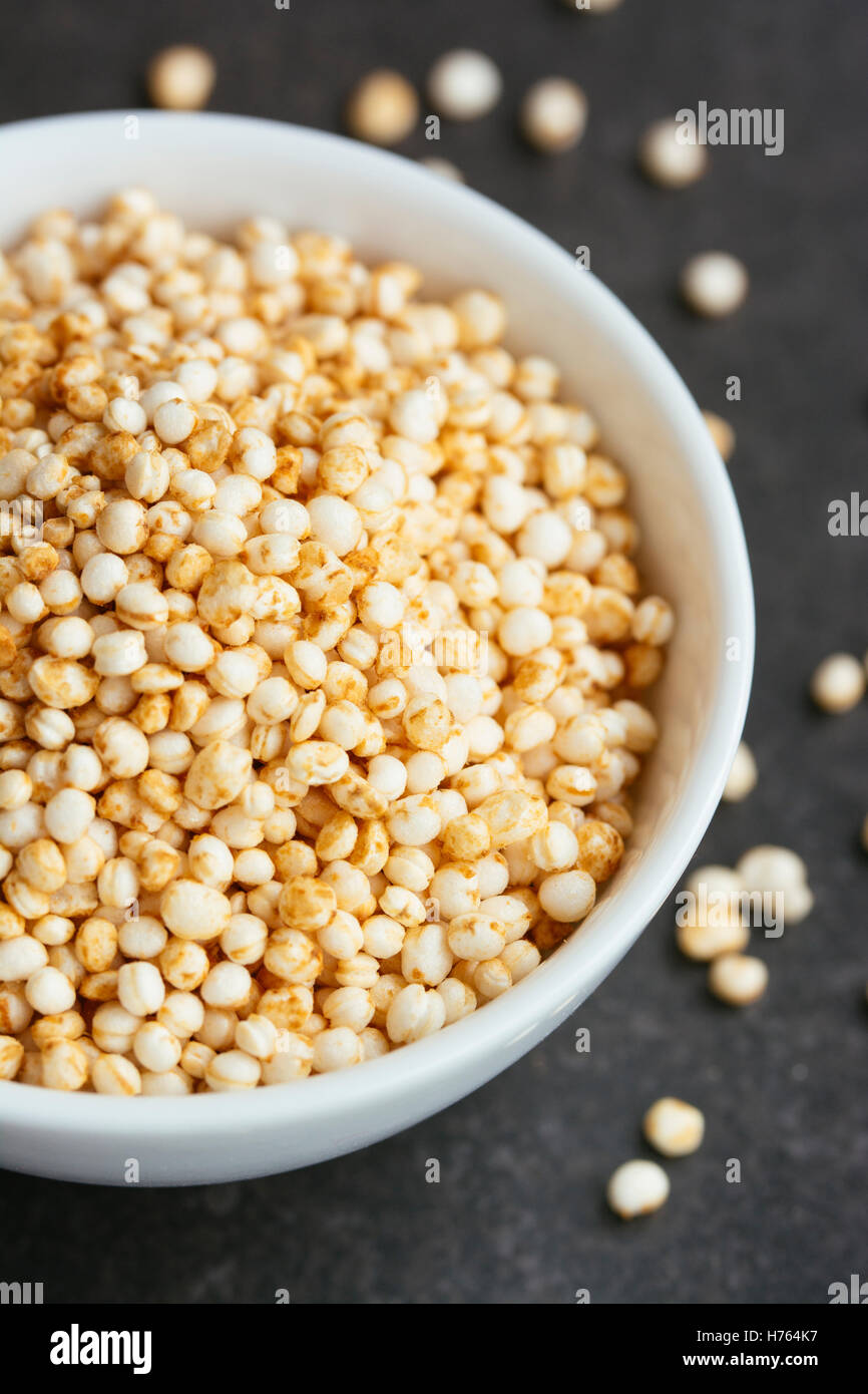 Puffed quinoa in a small bowl Stock Photo