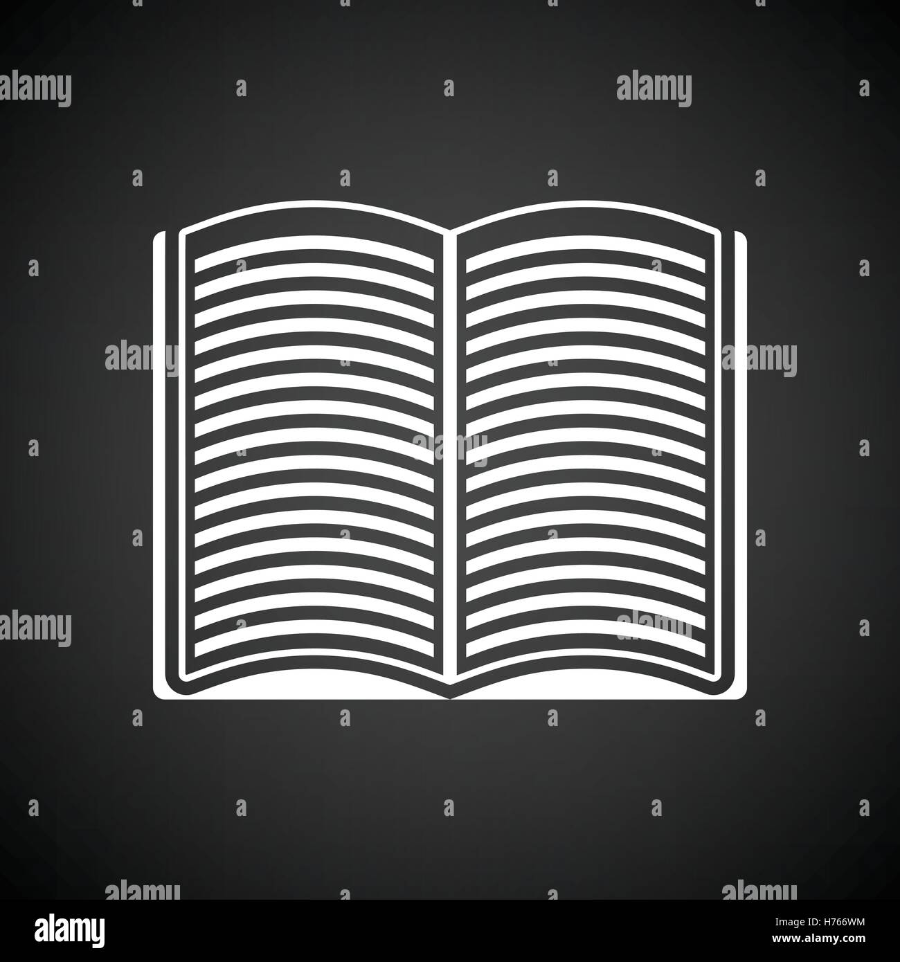 Open book icon. Black background with white. Vector illustration Stock ...