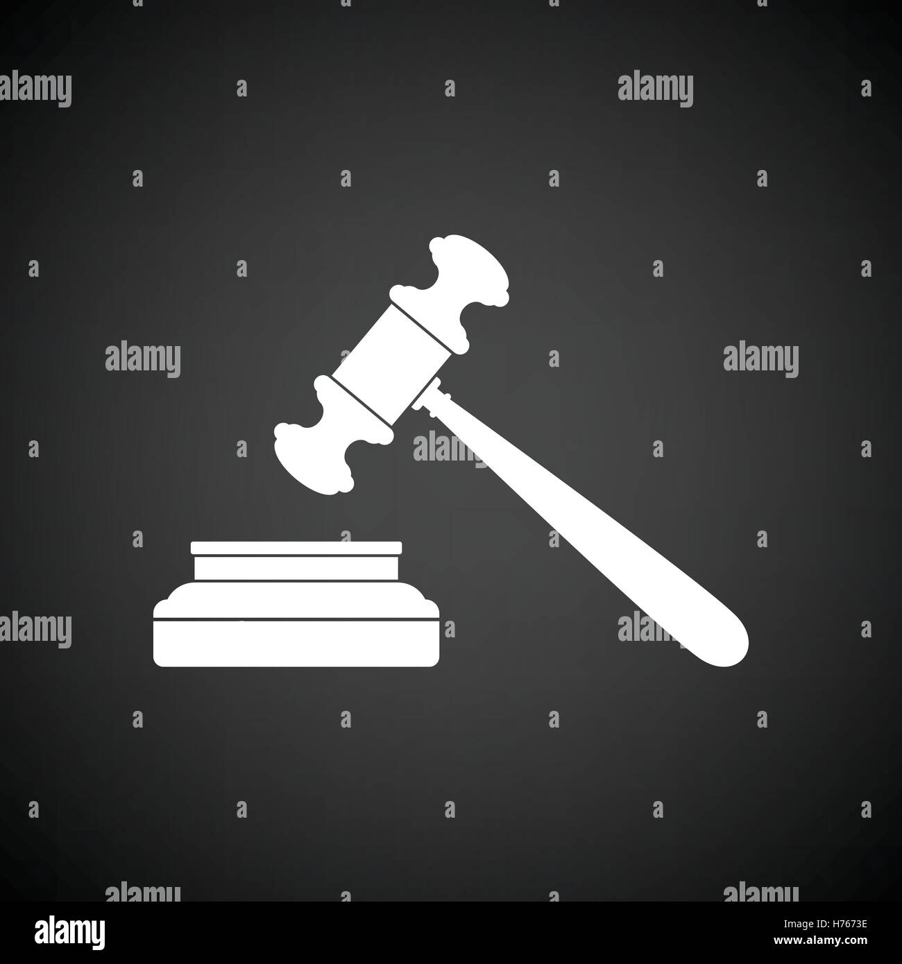 Judge hammer icon. Black background with white. Vector illustration