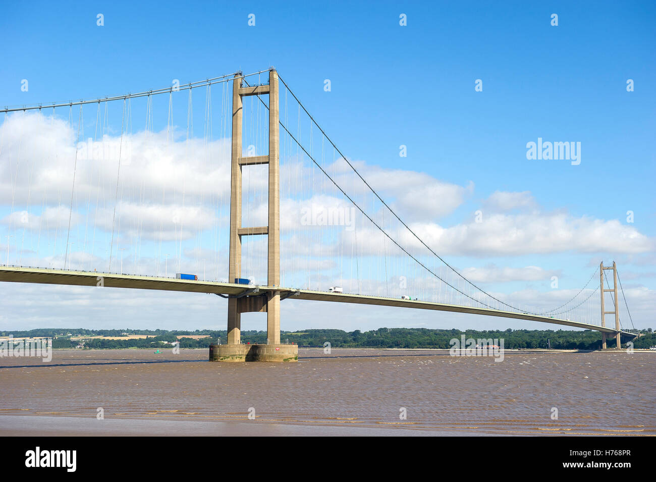 Humber Bridge across the Humber Estuary, Humberside, England, UK Stock Photo