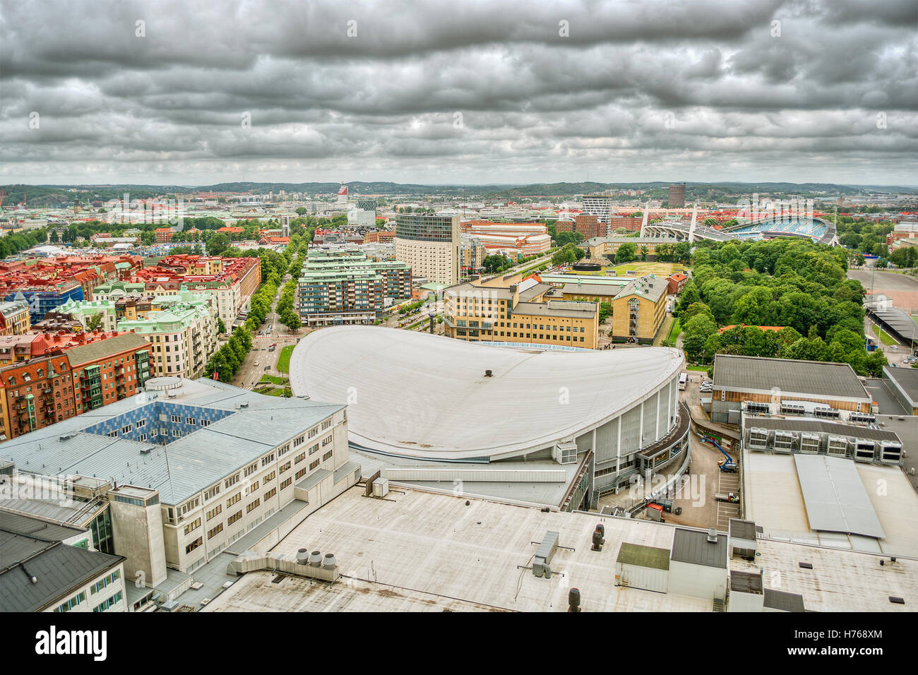 Aerial cityscape, Gothenburg, Vastra Gotaland County, Gotaland, Sweden Stock Photo