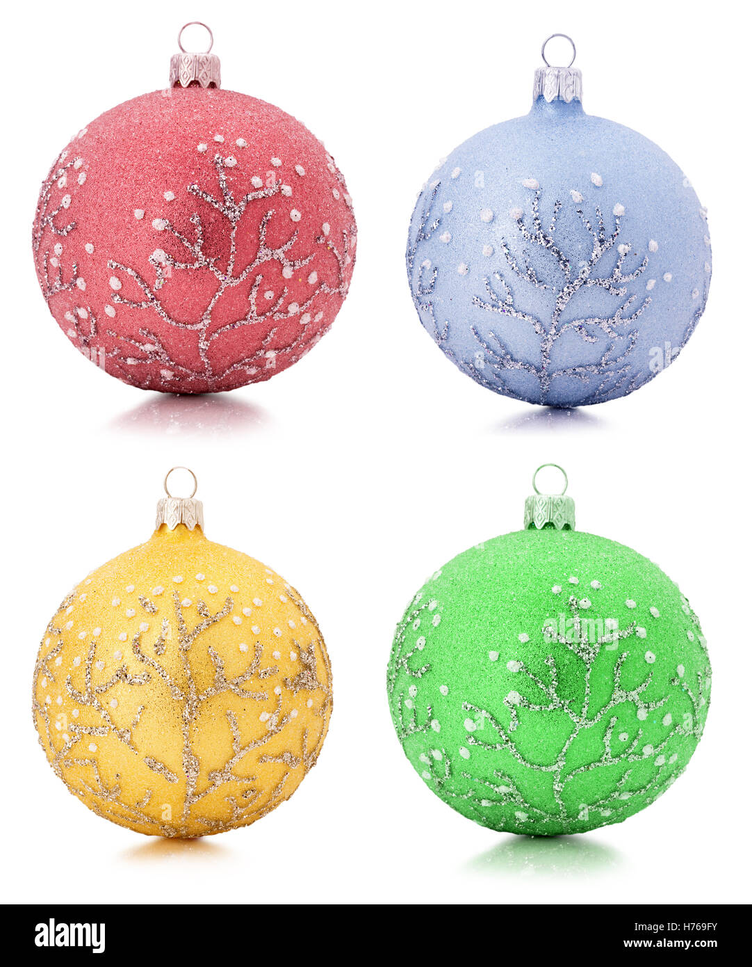 collection of Christmas tree balls isolated on the white background. Stock Photo