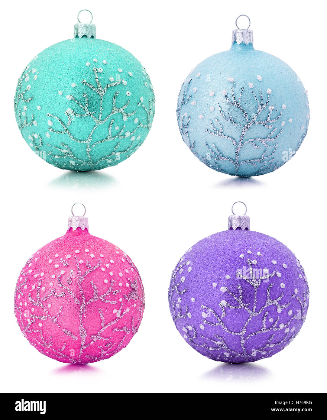 collection of Christmas tree balls isolated on the white background ...