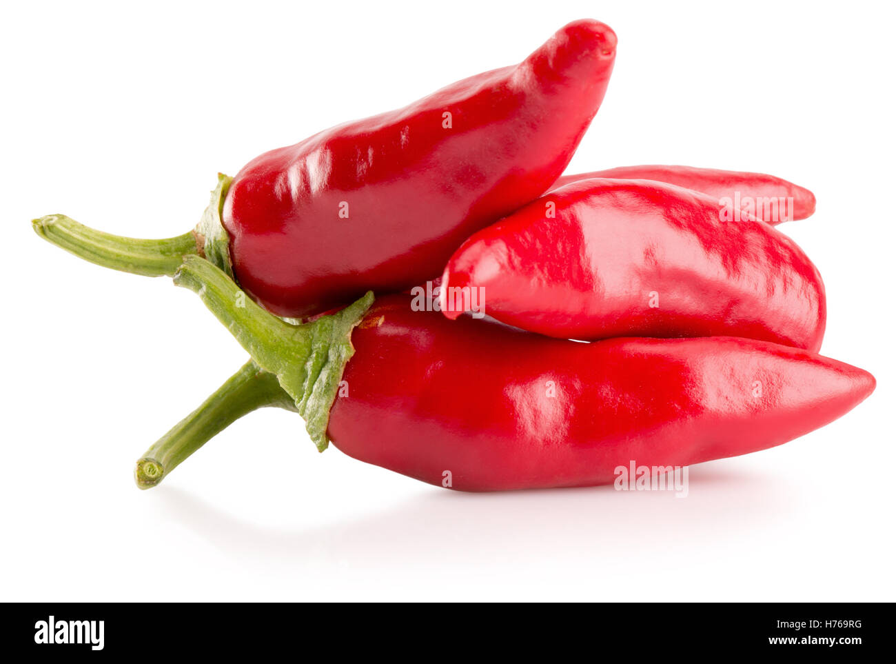 red chili peppers isolated on the white background. Stock Photo