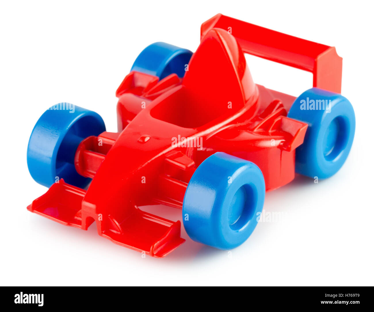 red plastic toy car isolated on the white background. Stock Photo