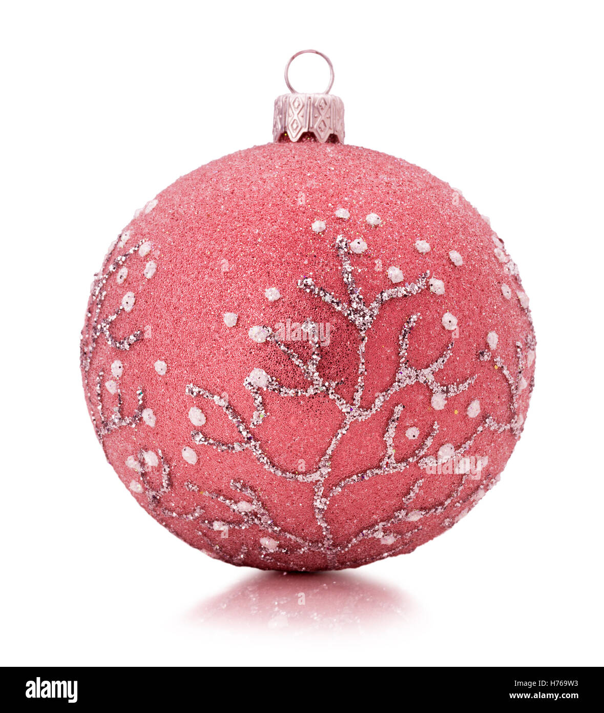 red Christmas tree ball isolated on the white background. Stock Photo