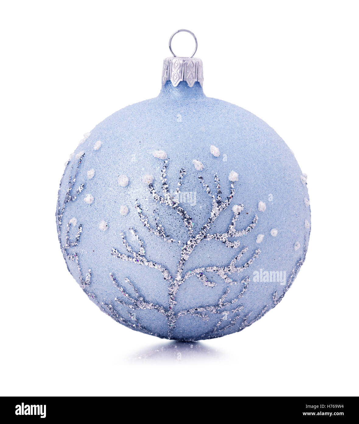 blue Christmas tree ball isolated on the white background. Stock Photo
