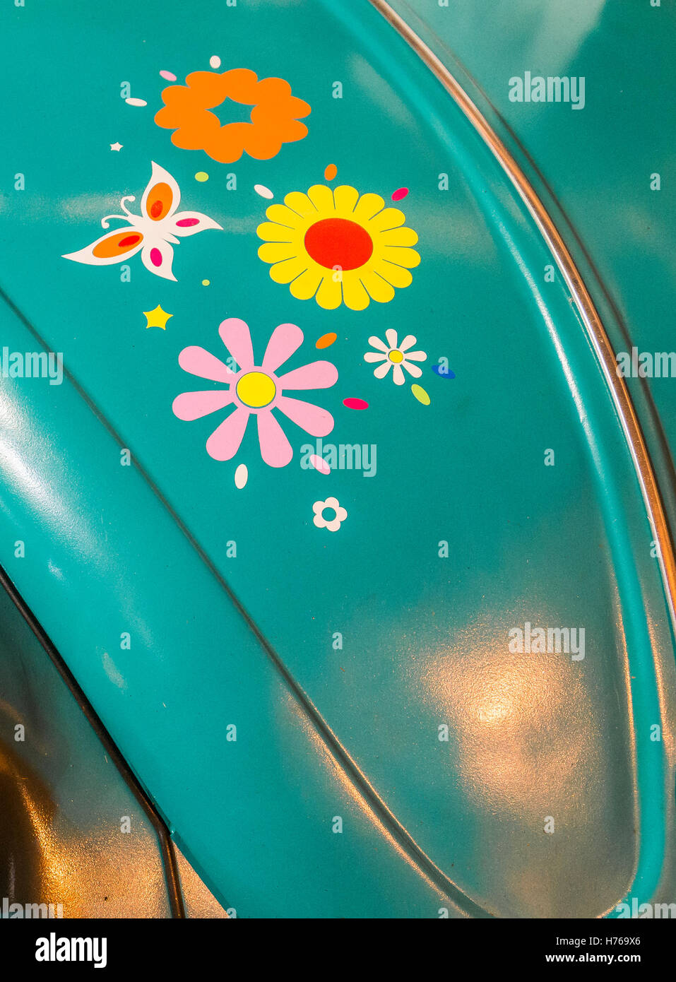 Love bug, flower power hippie car Stock Photo Alamy