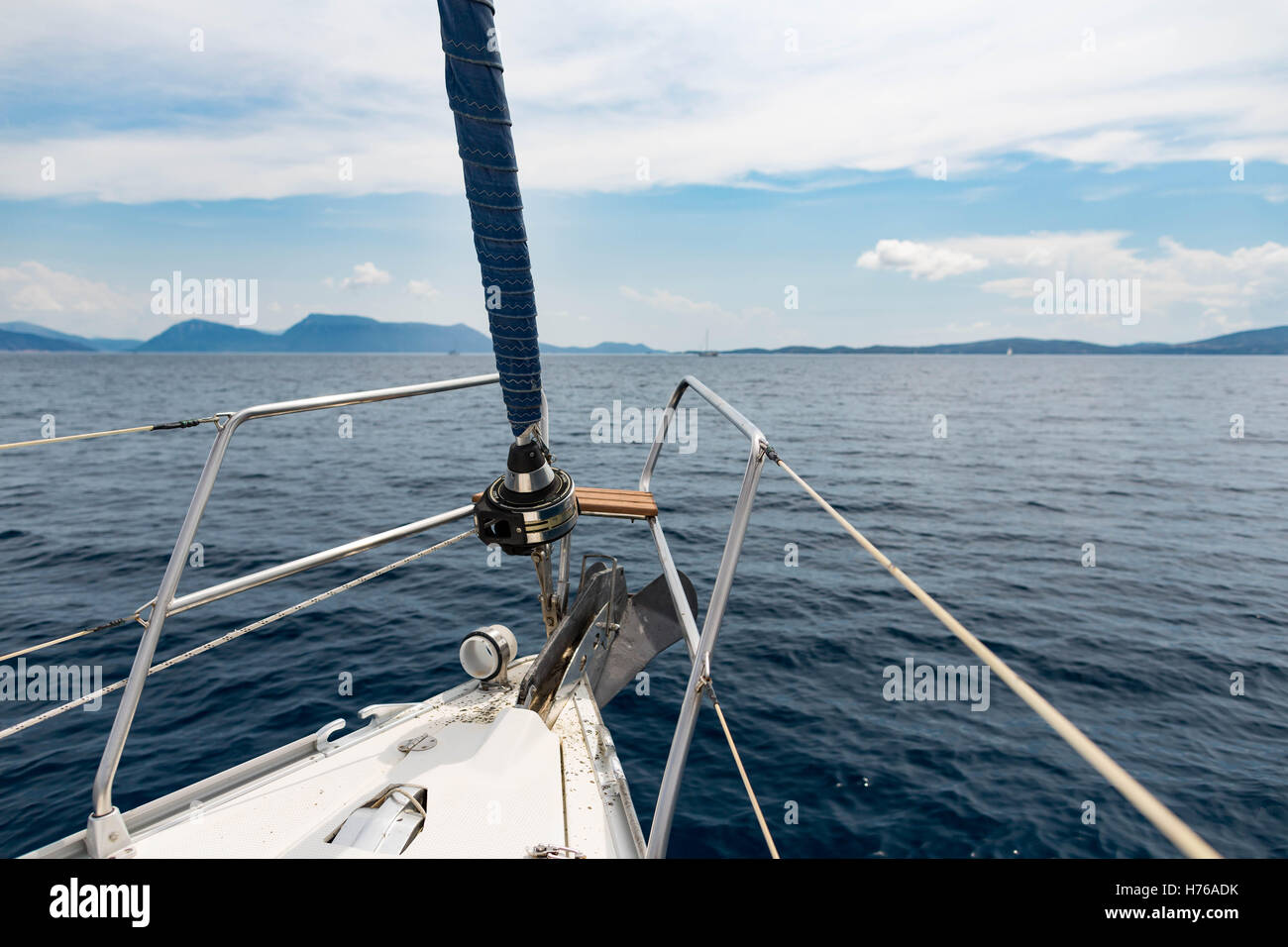 Bow of a sailing boat, Lefkada, greece Stock Photo Alamy